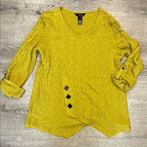 Ali Miles Mustard Asymmetrical Blouse Size L